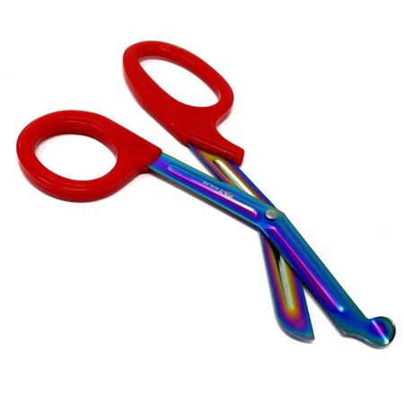 A2Z Scilab Red Handle with Fluoride Multi Color Blades Trauma Shears 7.25" A2Z-ZR172